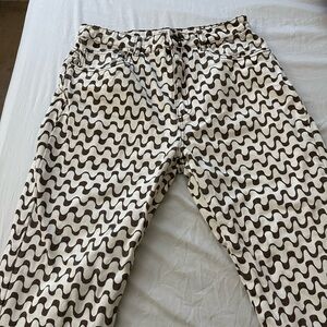 Cotton On 70s Inspired Denim Jeans High Rise Long Straight Leg White Brown 8